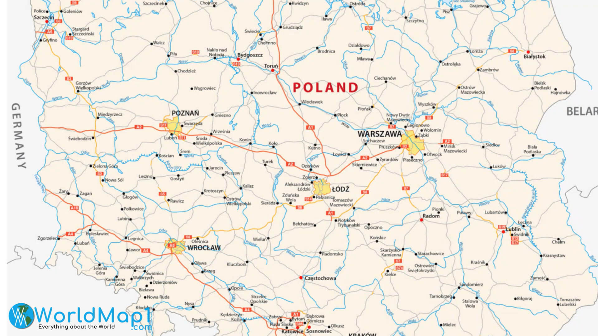 Große Polenkarte mit ukrainischer Grenze